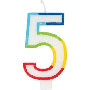 Rainbow Edged Number 5 Age Candle 